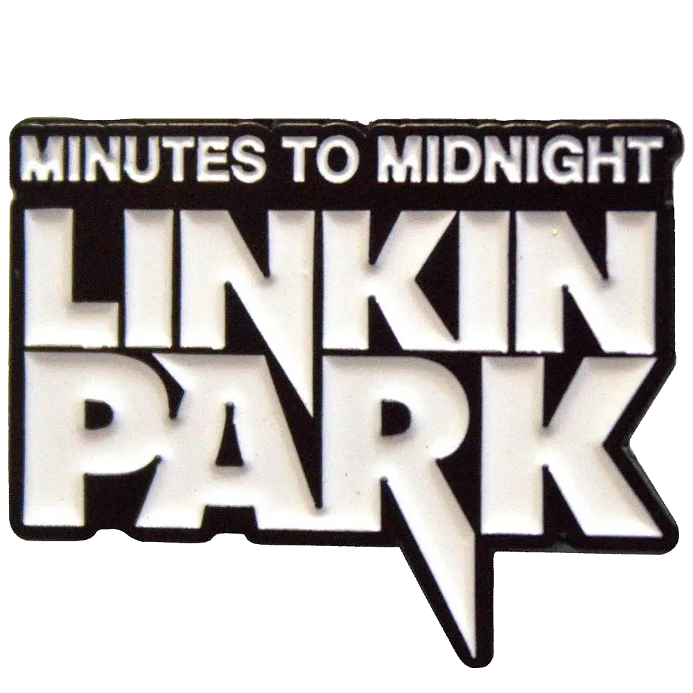 Pin's logo Linkin Park - Minutes to Midnight noir et blanc - badge métallique officiel Rock Off