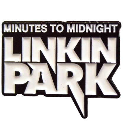 Pin's logo Linkin Park - Minutes to Midnight noir et blanc - badge métallique officiel Rock Off