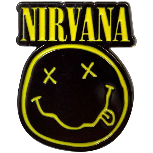 Pin Nirvana - Smiley jaune et noir - badge métallique officiel Rock Off