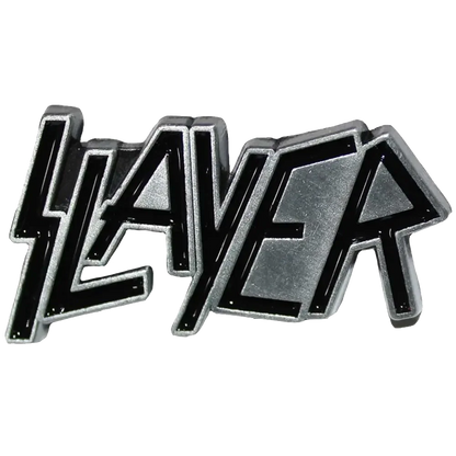 Pin logo Slayer argenté et noir - badge métallique officiel Rock Off