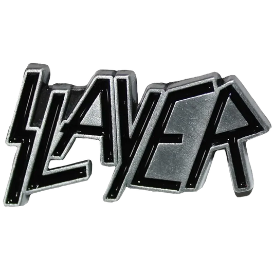 Pin logo Slayer argenté et noir - badge métallique officiel Rock Off