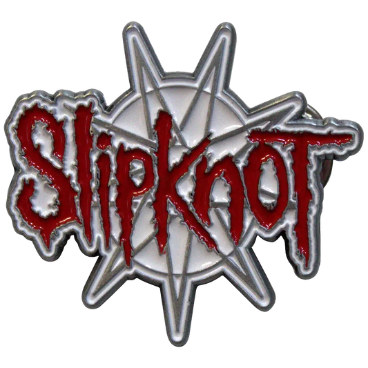 Pin logo Slipknot blanc et rouge - badge métallique officiel Rock Off