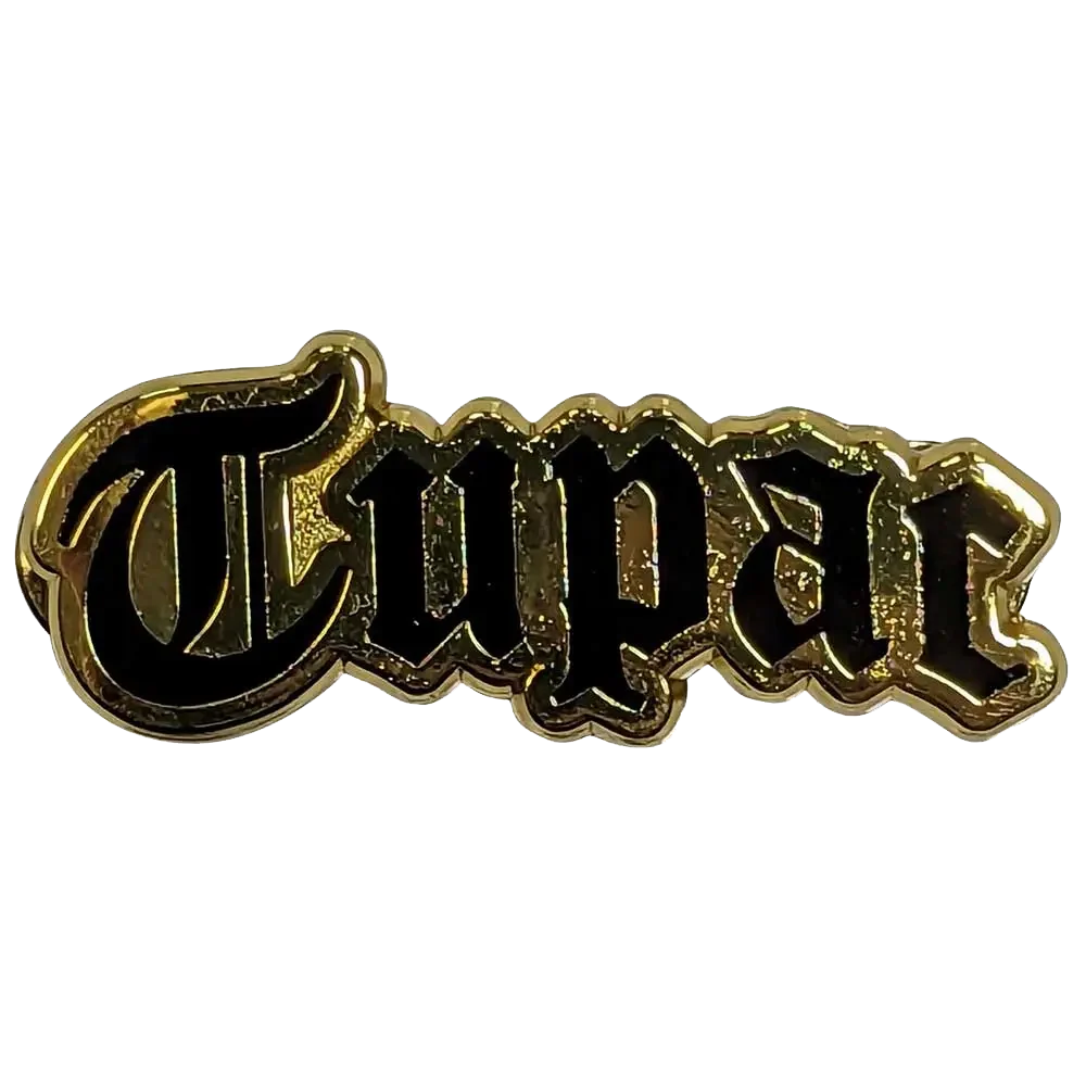 Pin logo Tupac doré et noir - badge métallique officiel Rock Off
