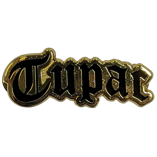 Pin logo Tupac doré et noir - badge métallique officiel Rock Off