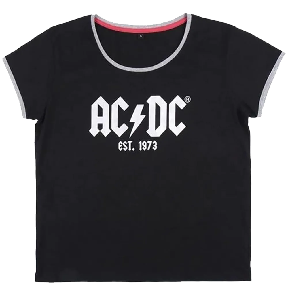 T-shirt AC/DC noir officiel avec logo blanc EST. 1973
