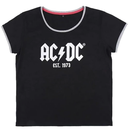 T-shirt AC/DC noir officiel avec logo blanc EST. 1973