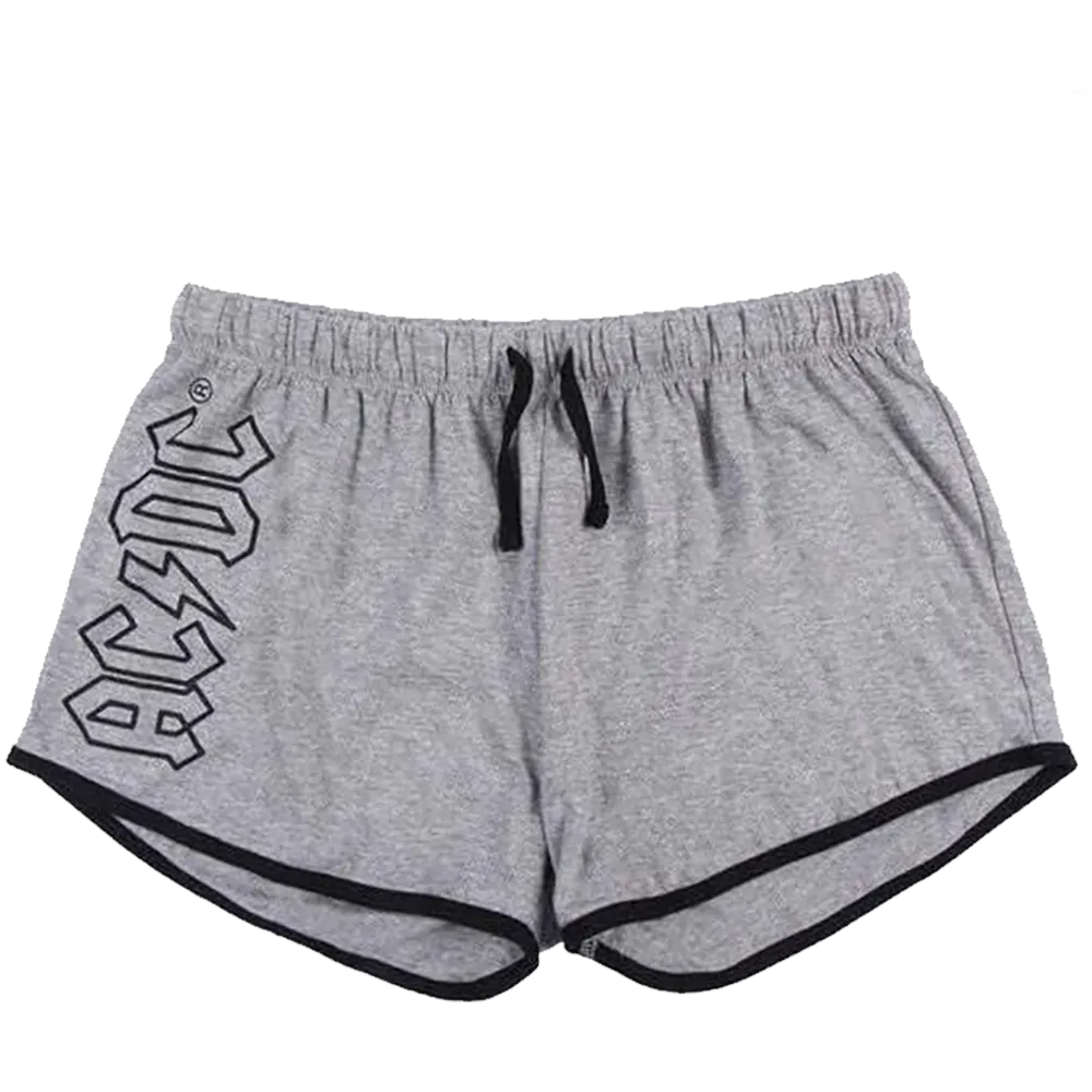 Short gris AC/DC officiel avec logo noir sur le côté