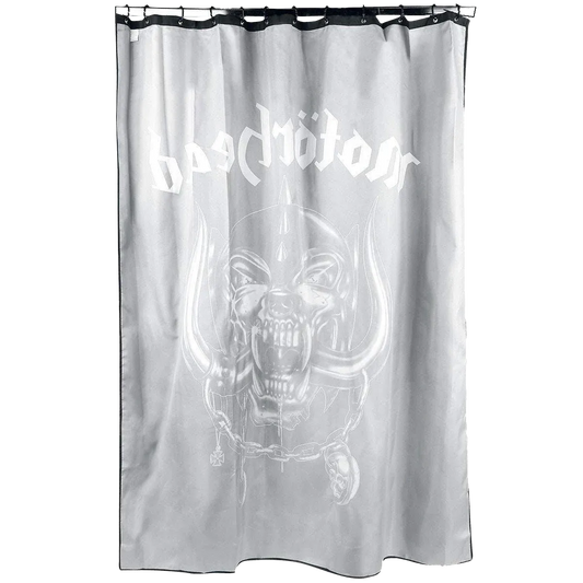 Vue arrière du rideau de douche Motörhead Snaggletooth