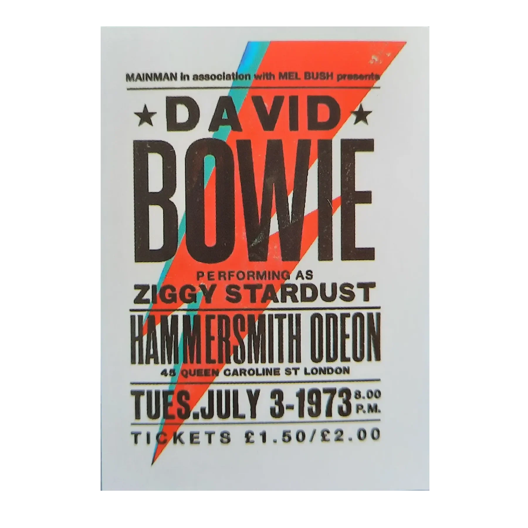 Sticker David Bowie - Ziggy Stardust at Hammersmith Odeon