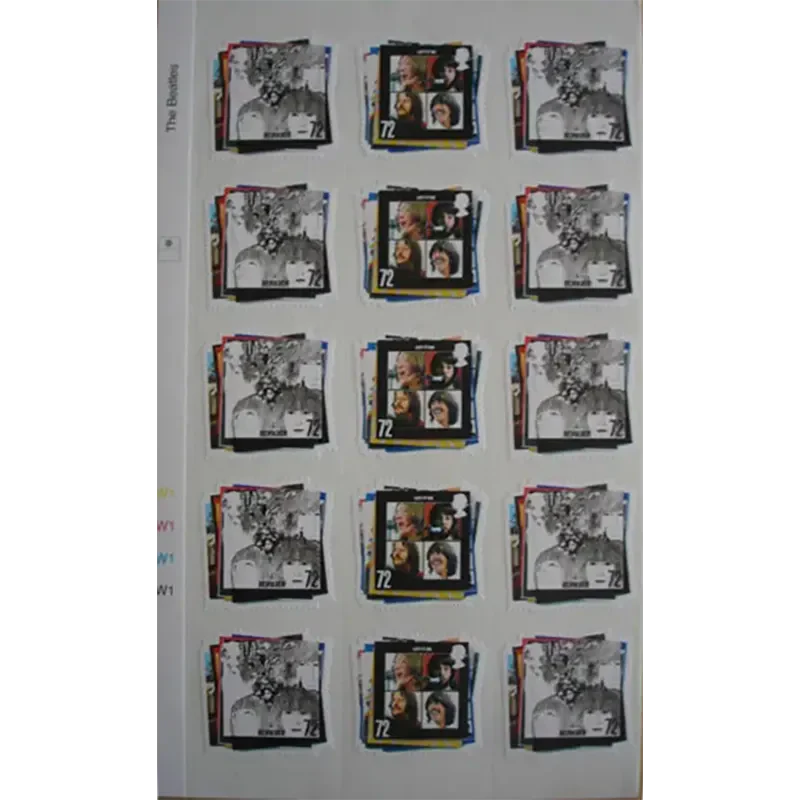 Sheet of 30 Beatles stamps - Let it be/Revolver (close-up)