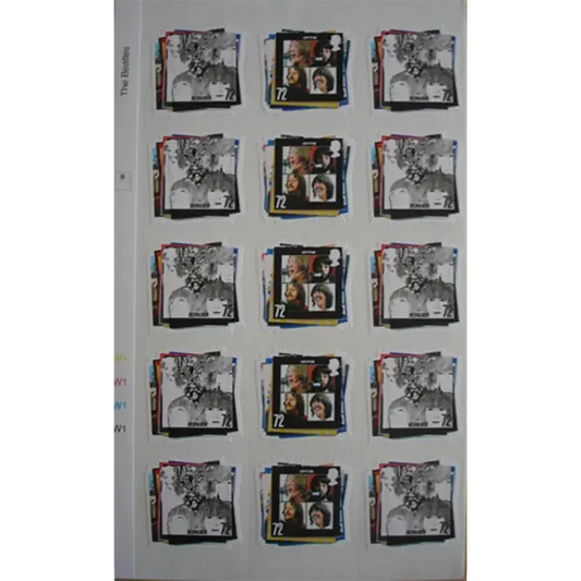 Sheet of 30 Beatles stamps - Let it be/Revolver (close-up)