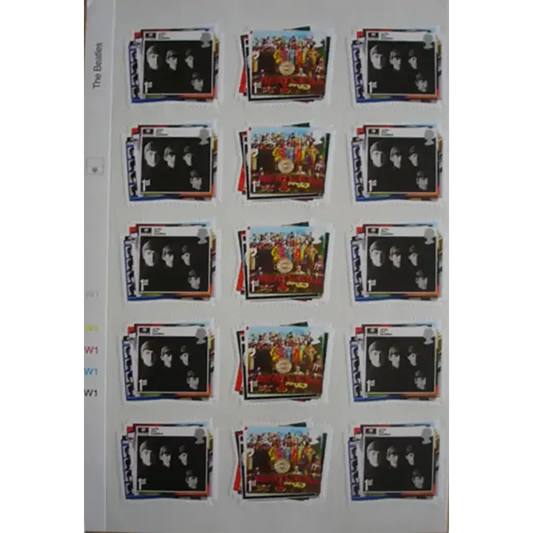 Sheet of 30 Beatles stamps - Sgt Pepper/Fab four (close-up)