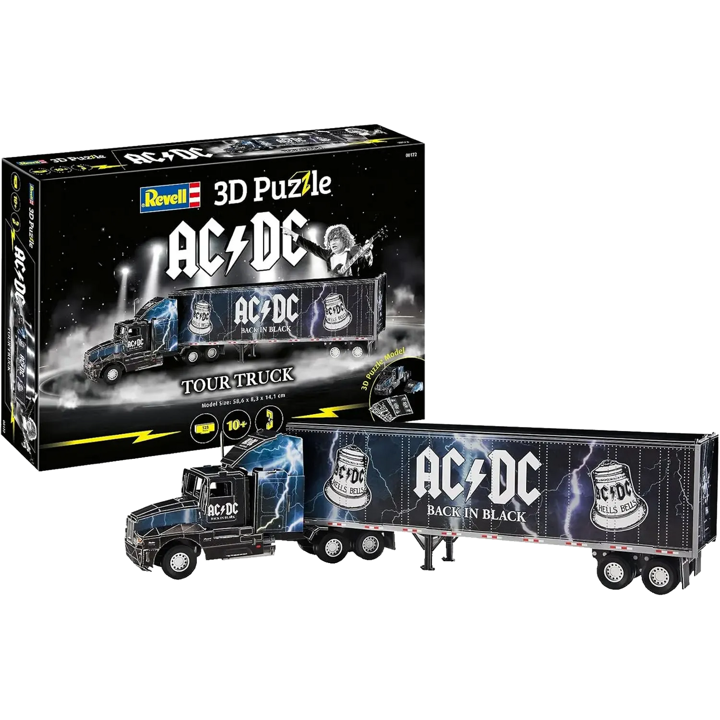 box of puzzle 3D AC/DC showing tour truck "Back in Black"
