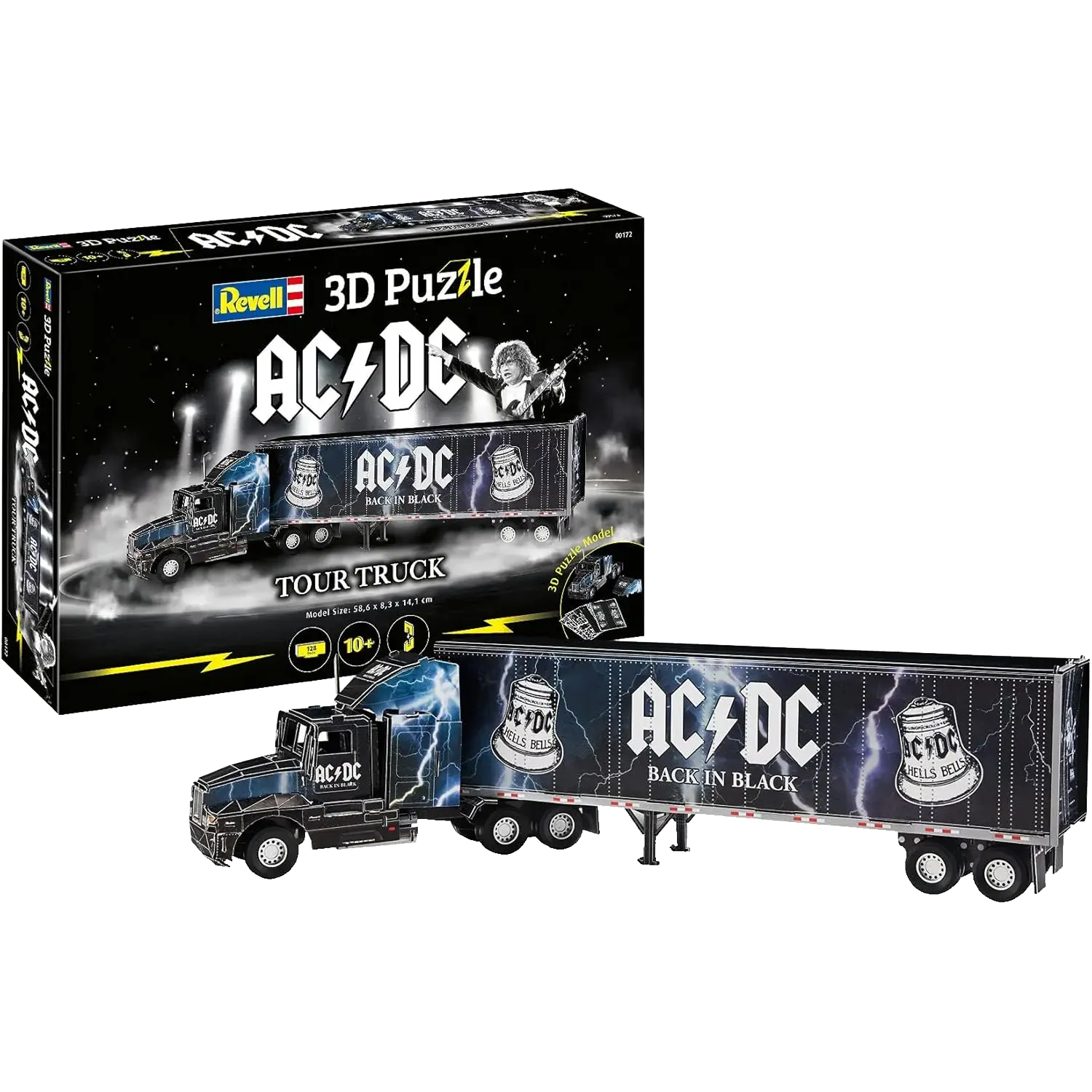 box of puzzle 3D AC/DC showing tour truck "Back in Black"